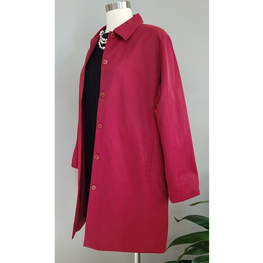Eileen Fisher Button Front Red Lightweight Coat S… - image 6